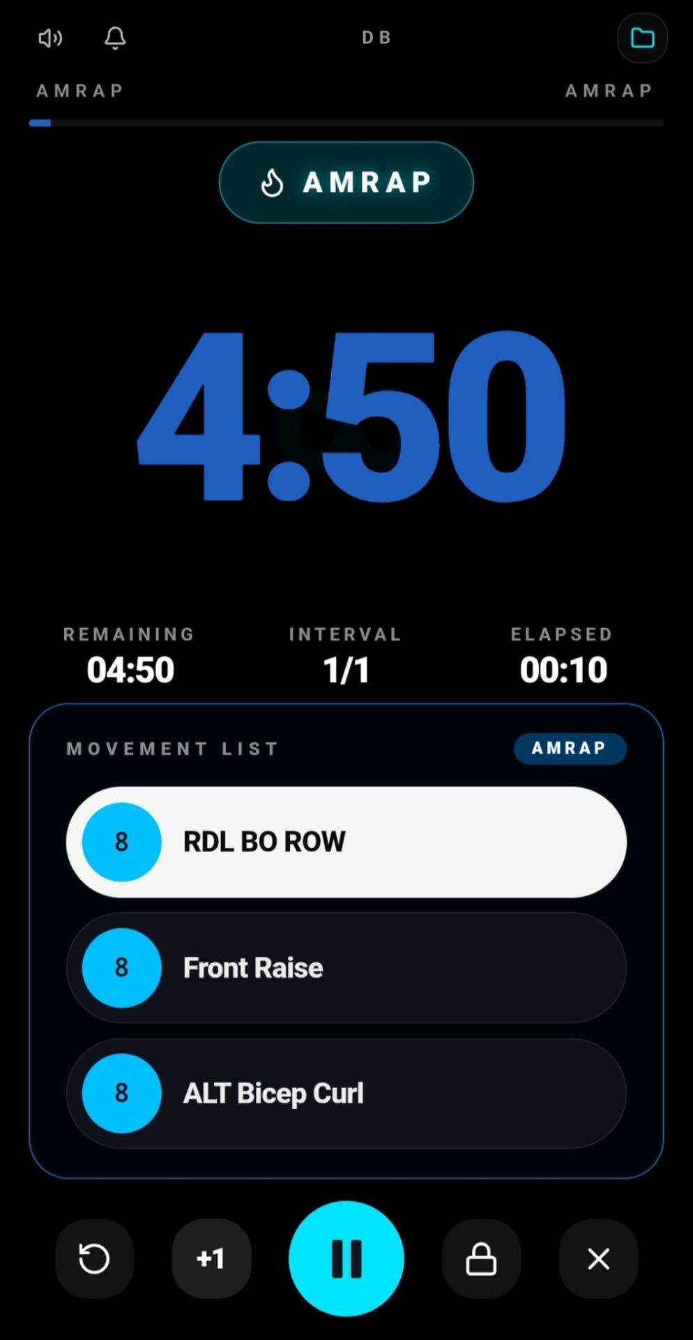 Apex Free dark mode timer layout on a phone
